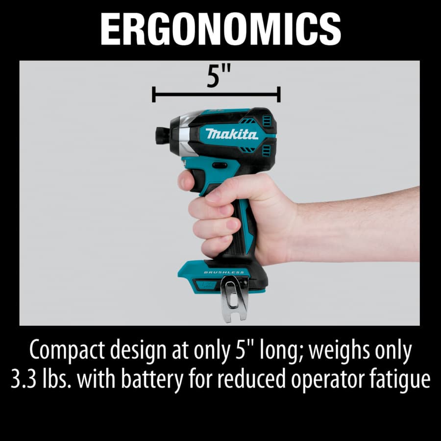 Makita Impact Driver 1/4" Keyless Chuck 18V LXT® Lithium-Ion Cordless Brushless Motor, 1500 lbf.in of Torque, Bare Tool - XDT13Z, detail 8