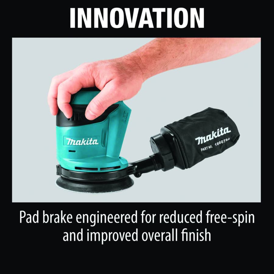 Makita 18V LXT Random Orbit Sander 18V LXT® Lithium-Ion Cordless Brushless Motor with 5" Round Hook and Loop Pad, Vacuum, Bare Tool - XOB01Z, detail 5