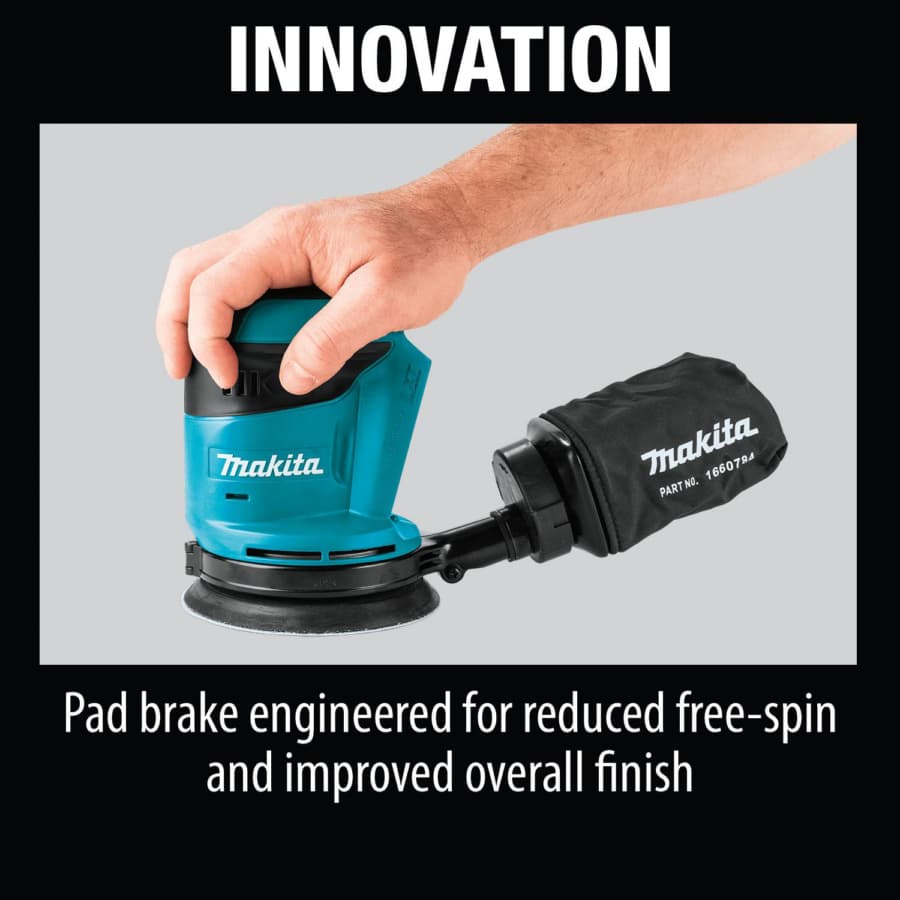 Makita 18V LXT Random Orbit Sander 18V LXT® Lithium-Ion Cordless Brushless Motor with 5" Round Hook and Loop Pad, Vacuum, Bare Tool - XOB01Z, detail 9