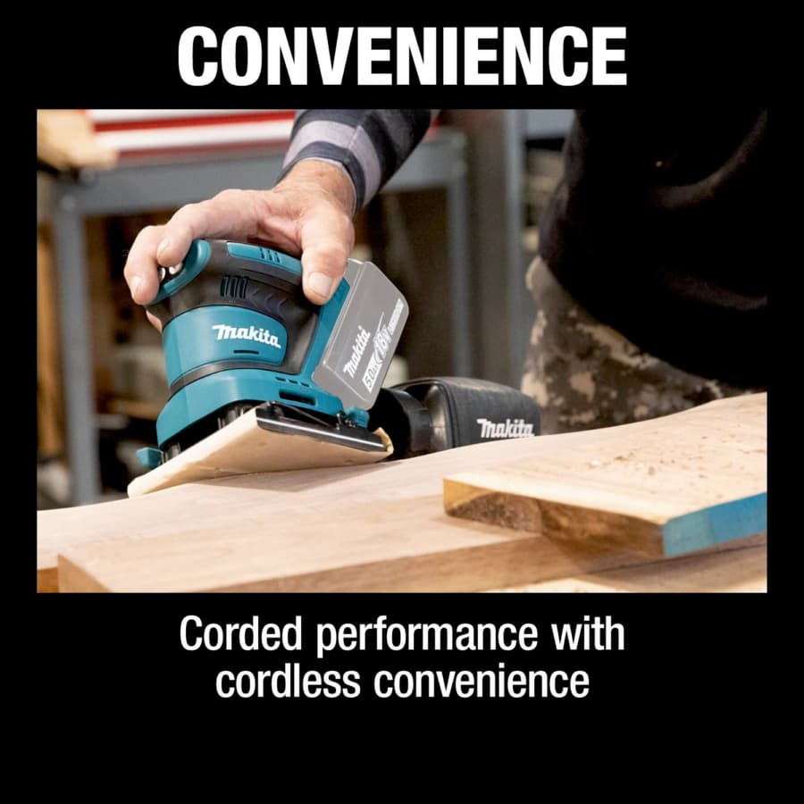 Makita Finish Sander 18V LXT® Lithium-Ion Cordless Brushed Motor with 4-1/2 x 4" Pad, Vacuum, Bare Tool - XOB02Z, detail 4