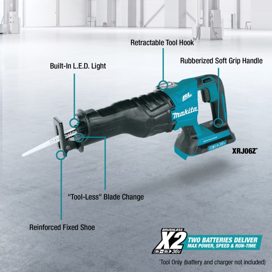 Makita Reciprocating Saw 18V LXT® Lithium-Ion Cordless Brushless Motor Tool-Less Blade Change with LED Light, Bare Tool, XRJ06Z, detail 1