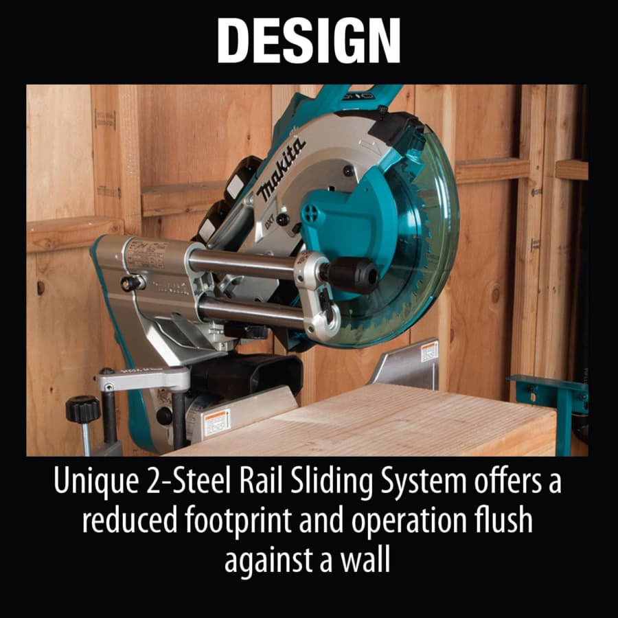 Makita 10" Compound Sliding Miter Saw 5/8" Arbor 18V LXT® Lithium-Ion Cordless Brushless Motor, 5.0 Ah Battery Included - XSL06PT, detail 1