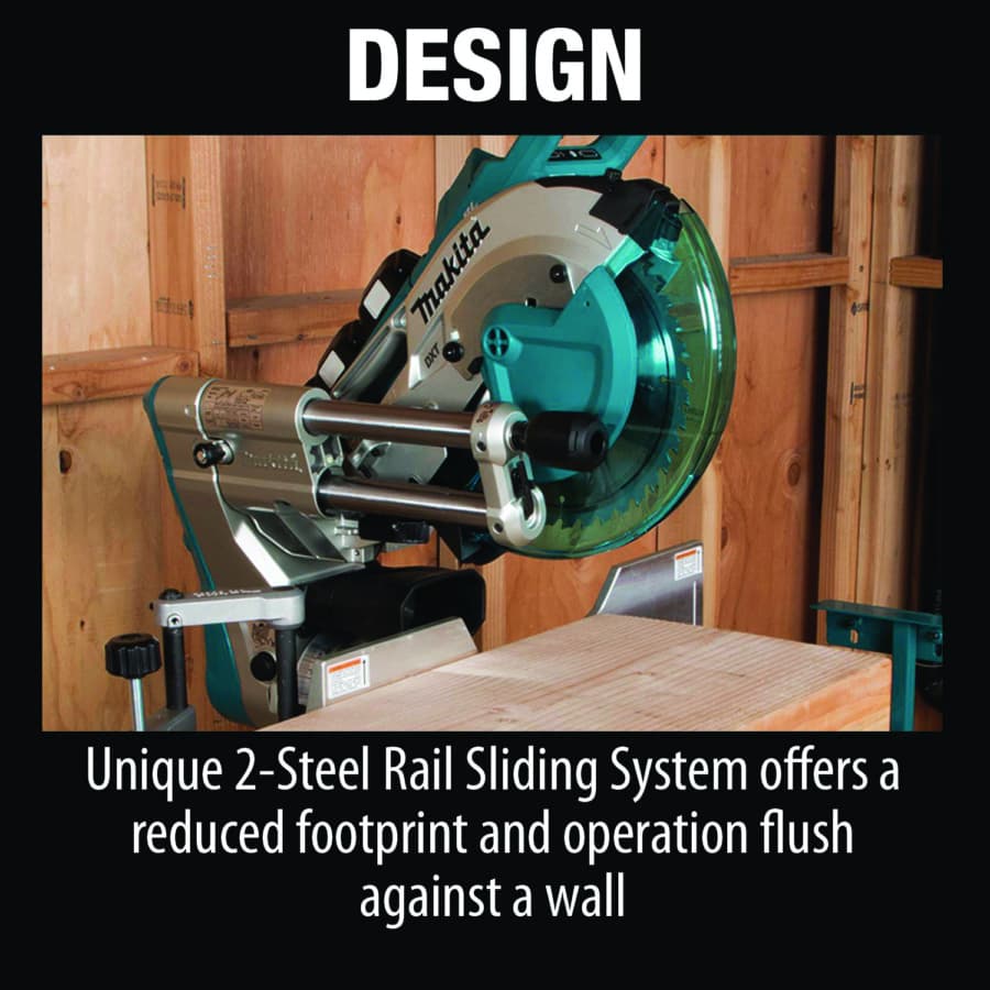 Makita 10" Compound Sliding Miter Saw 5/8" Arbor 18V LXT® Lithium-Ion Cordless Brushless Motor, 5.0 Ah Battery Included - XSL06PT, detail 3