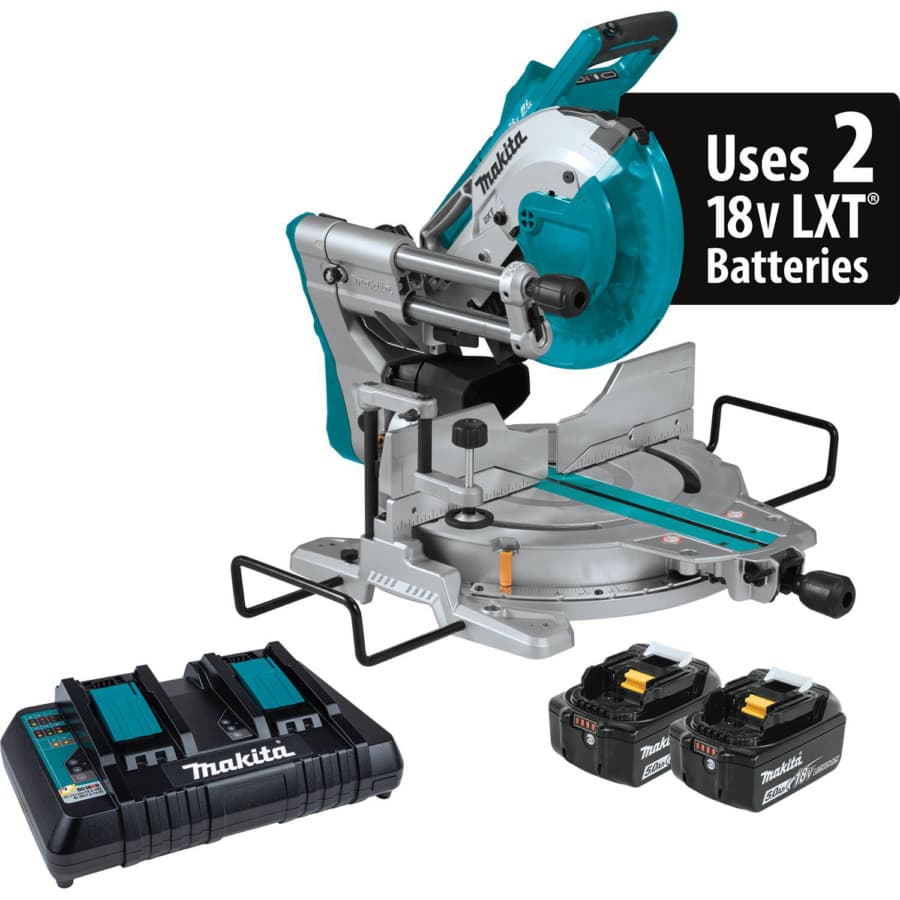 Makita 10" Compound Sliding Miter Saw 5/8" Arbor 18V LXT® Lithium-Ion Cordless Brushless Motor, 5.0 Ah Battery Included - XSL06PT, detail 7