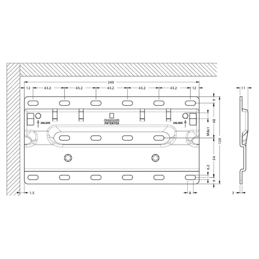 807-XL-24, 807XL Anti-Drop Wall Plate, Detail