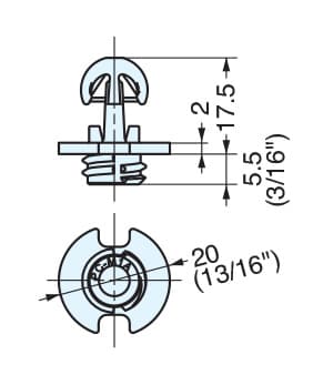 Self Tapping Male Heavy Duty Panel Clip, Black, dimensions