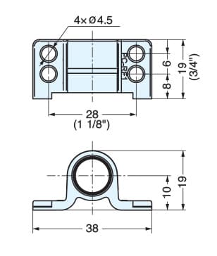 Sugatsune Fastmount Series Panel Mounting Standard Profile Side Surface Mount Female Clip Sold Per Box (100 Per Box), - PC-RF1-B, dimensions