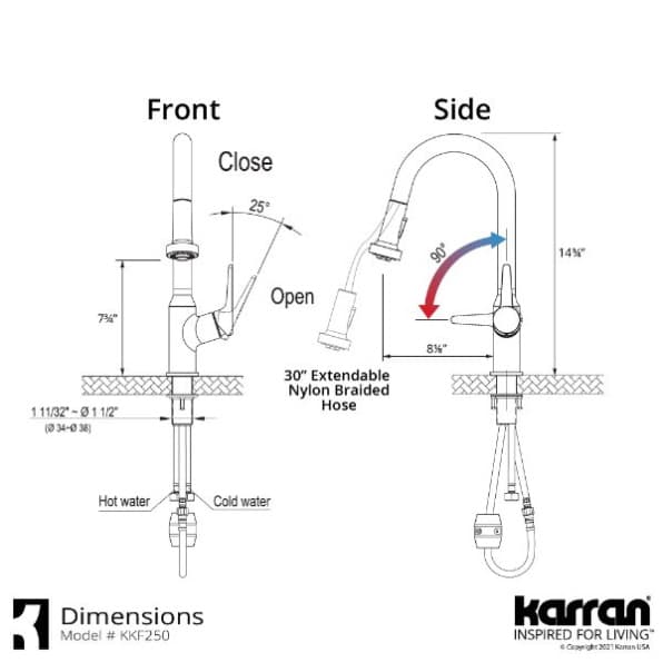 Karran Scottsdale Chrome Single Handle Pull-Down Dual Function Kitchen Faucet, 1.8GPM, 360 Degree, ADA Compliant, KKF250C, detail 8