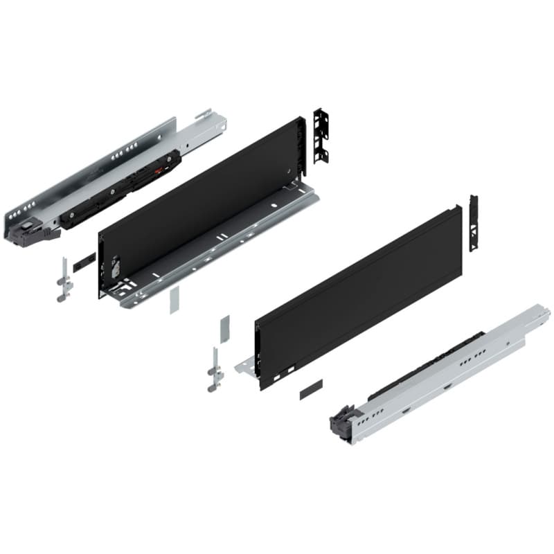 18" Legrabox Drawer System K Height, 5-1/16", 170lb Capacity Full-Extension with BLUMOTION, Carbon Matte Black