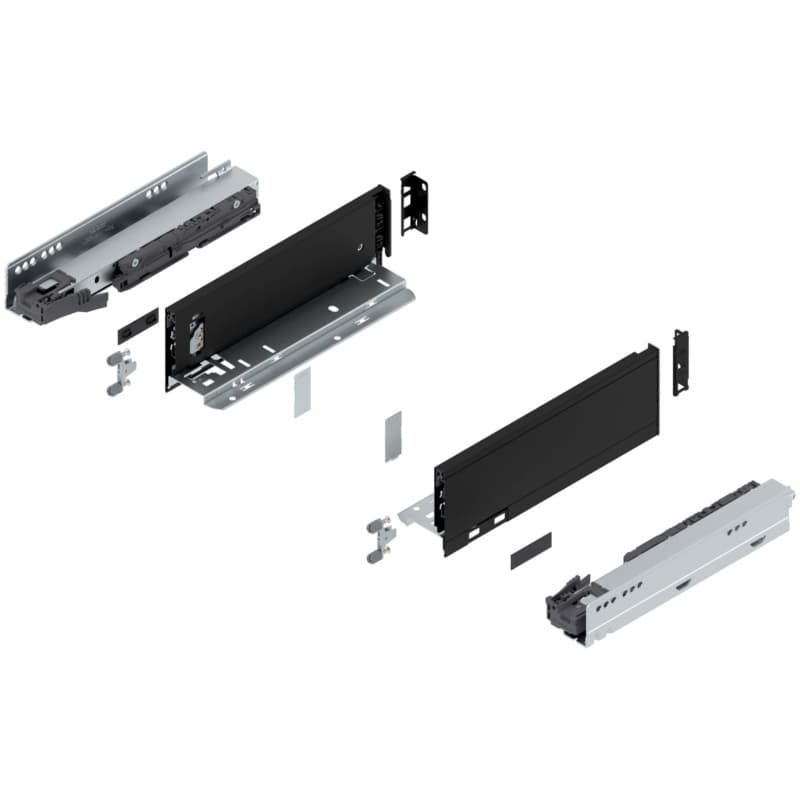 11" Legrabox Drawer System M Height, 3-9/16", 125lb Capacity Full-Extension with BLUMOTION, Carbon Matte Black