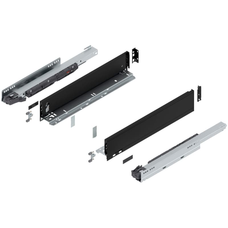 18" Legrabox Drawer System M Height, 3-9/16", 125lb Capacity Full-Extension with BLUMOTION, Carbon Matte Black
