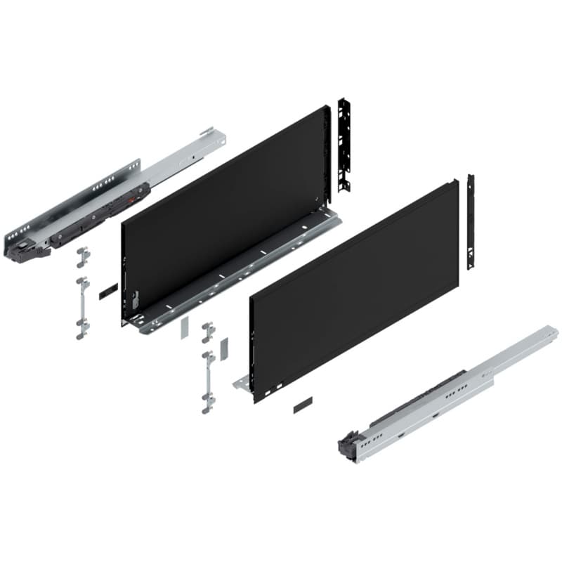 22" Legrabox Drawer System F Height, 9-1/2", 125lb Capacity Full-Extension with BLUMOTION, Carbon Matte Black
