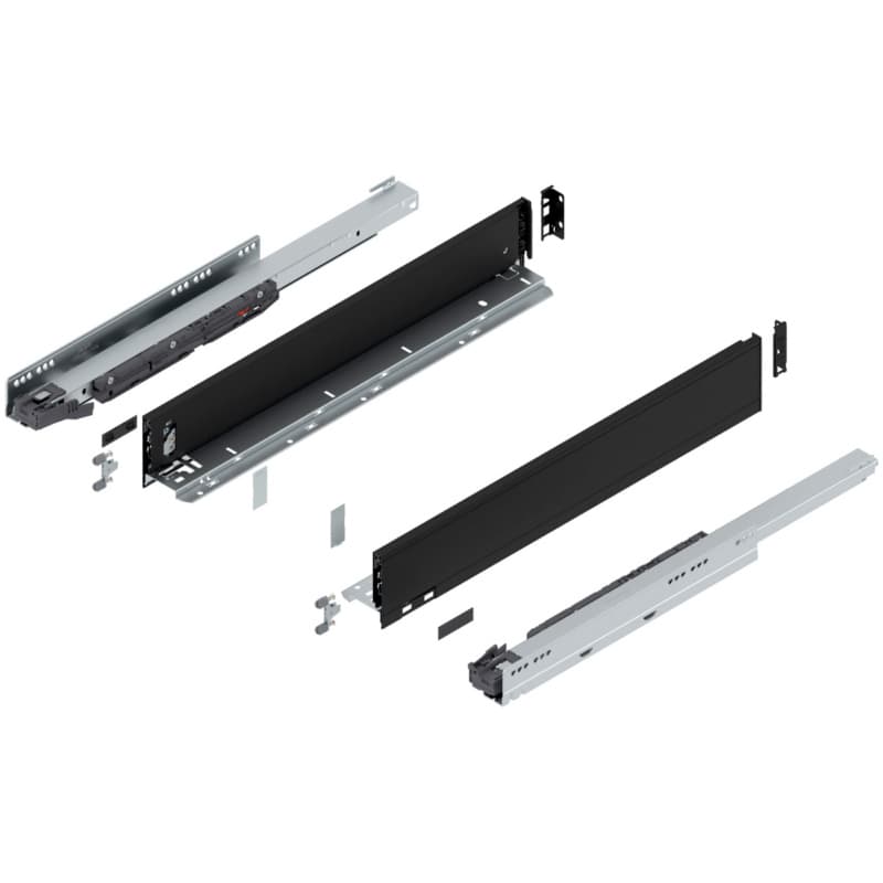 22" Legrabox Drawer System M Height, 3-9/16", 125lb Capacity Full-Extension with BLUMOTION, Carbon Matte Black