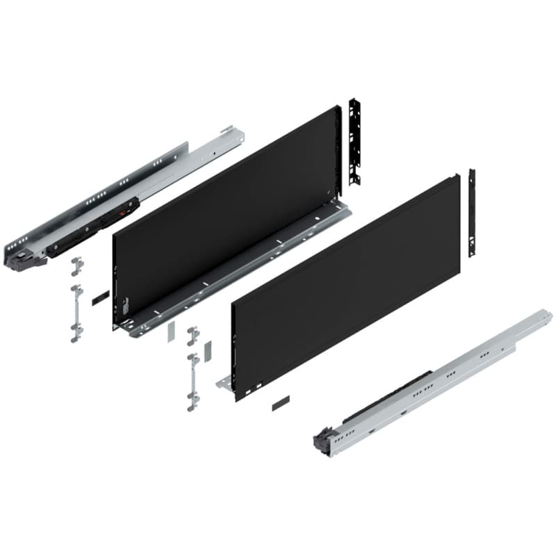 26" Legrabox Drawer System F Height, 9-1/2", 170lb Capacity Full-Extension with BLUMOTION, Carbon Matte Black