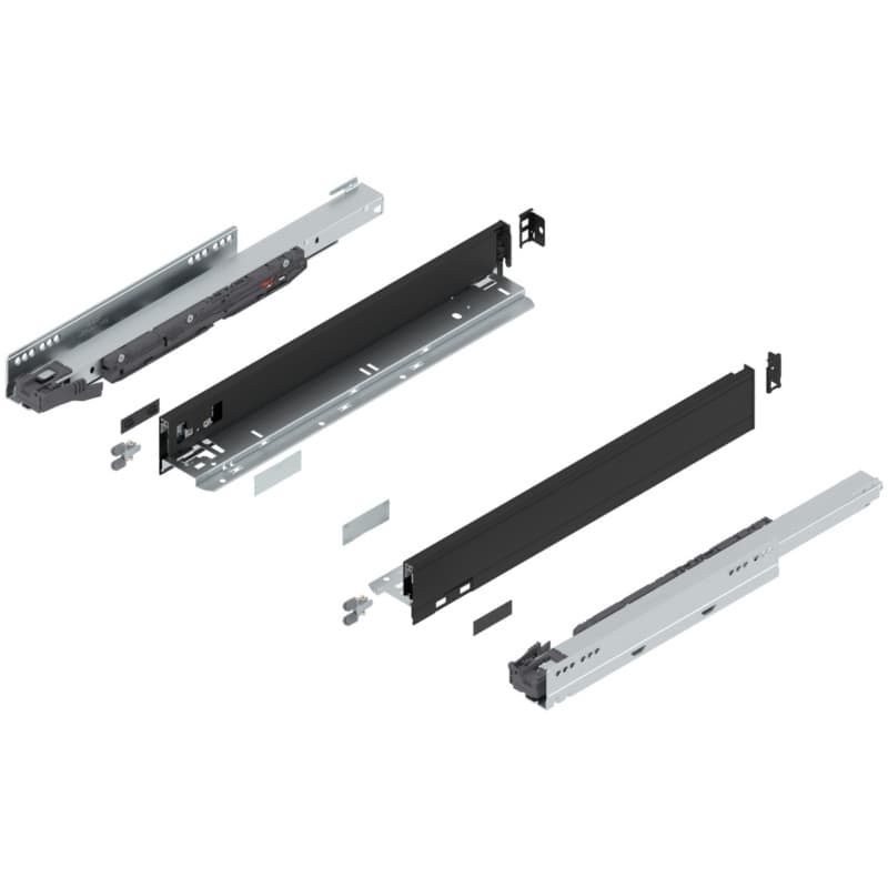 18" Legrabox Drawer System N Height, 2-5/8", 125lb Capacity Full-Extension with BLUMOTION, Carbon Matte Black
