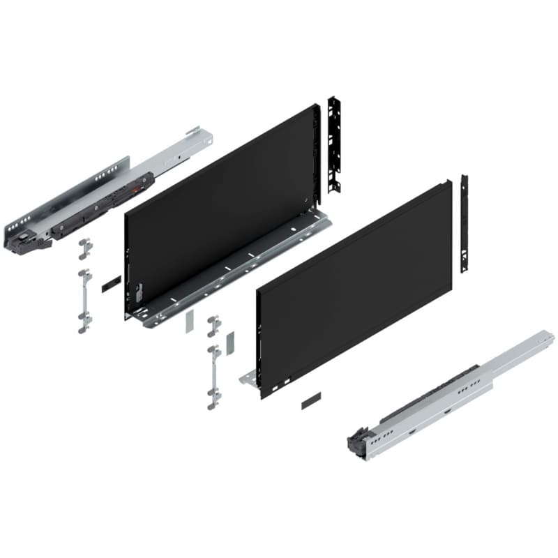 20" Legrabox Drawer System F Height, 9-1/2", 125lb Capacity Full-Extension with BLUMOTION, Carbon Matte Black