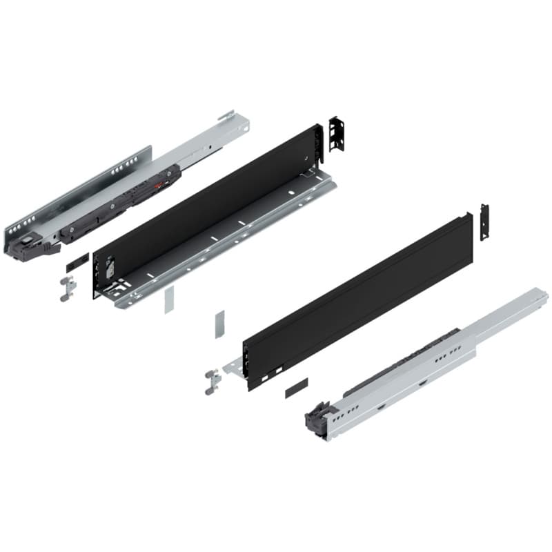 20" Legrabox Drawer System M Height, 3-9/16", 125lb Capacity Full-Extension with BLUMOTION, Carbon Matte Black