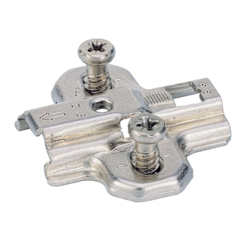 Cross Mounting Plate with Premounted Euro Screw, Nickel-Plated, 0mm