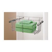 11" x 12" x 18" Wide Heavy-Gauge Pull-Out Wire Closet Basket, Chrome Finish