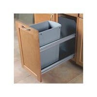 Single 50 QT Under-Mount Waste Container Pullout, Soft-Closing for 12" Opening Width, Platinum
