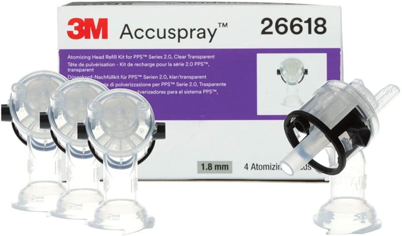 Accuspray Atomizing Head Refill Pack, Clear, 4/Pack