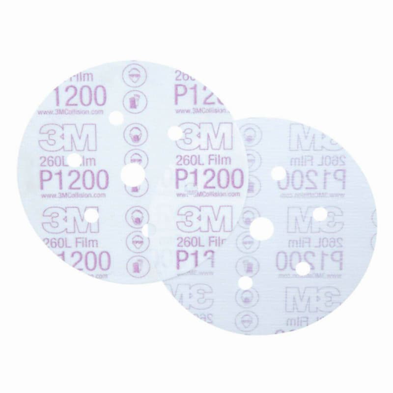 6" Hookit™ 1000 Grit 17 Holes 260L Finishing Film Disc, Aluminum Oxide on Polyester Film