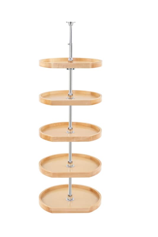 20" D-Shape Wood 5 Tray Lazy Susan