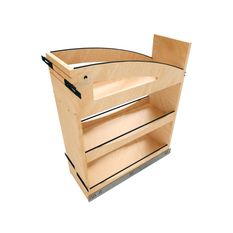 8" Craftsman Base Cabinet Pullout Organizer with Black Accents for 12" Base Cabinets, Light Brown