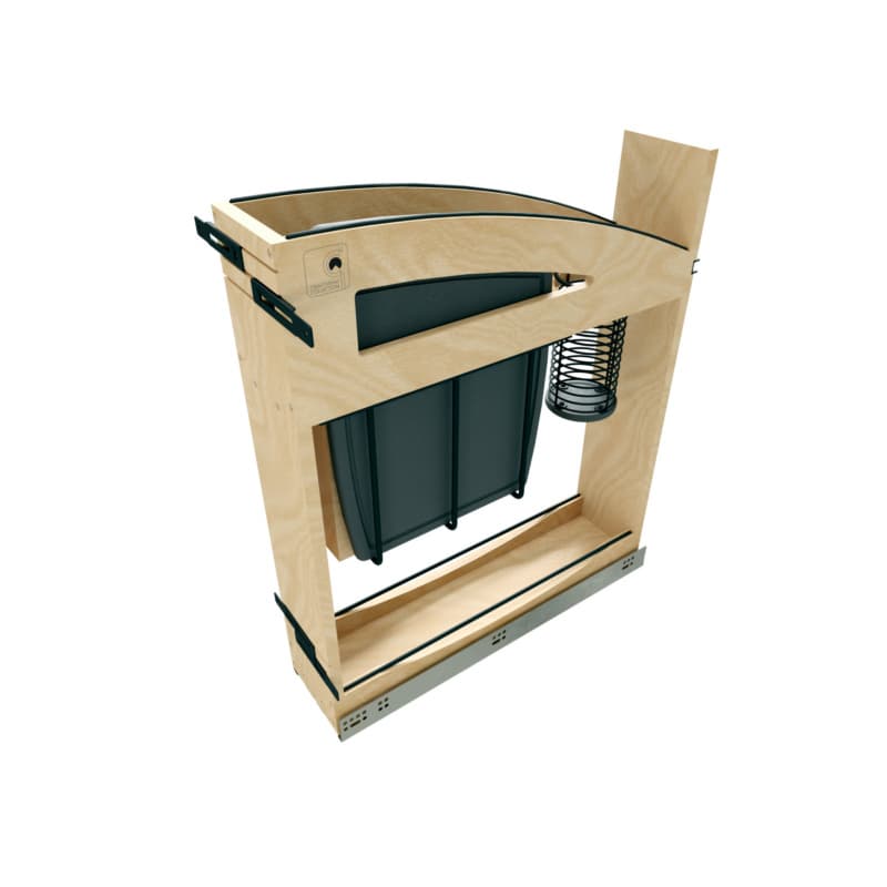 5" Craftsman Knife Block Pullout Organizer with Black Accents for 9" Base Cabinets, Light Brown