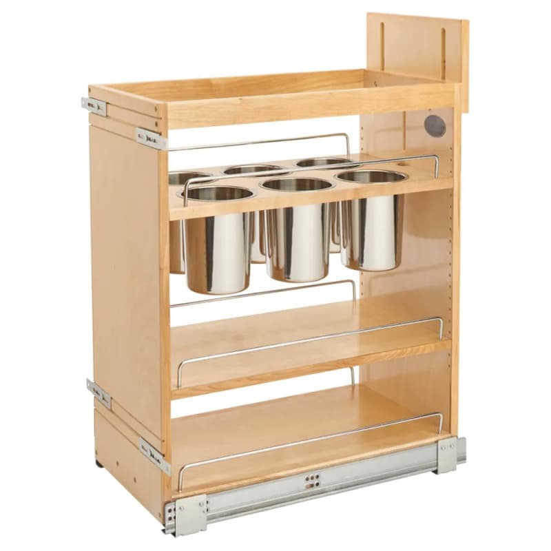 11-3/4" 3-Shelf Base Cabinet Pullout with Utensil Bin/Soft-Close, Semi-gloss