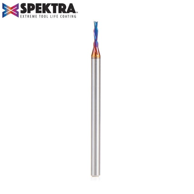 1/16" x 2" Down-Cut Spektra Extreme Tool Life Coated Spiral Plunge Bit, 2-Flute, 1/8" Shank, 1/4" Cutting Height