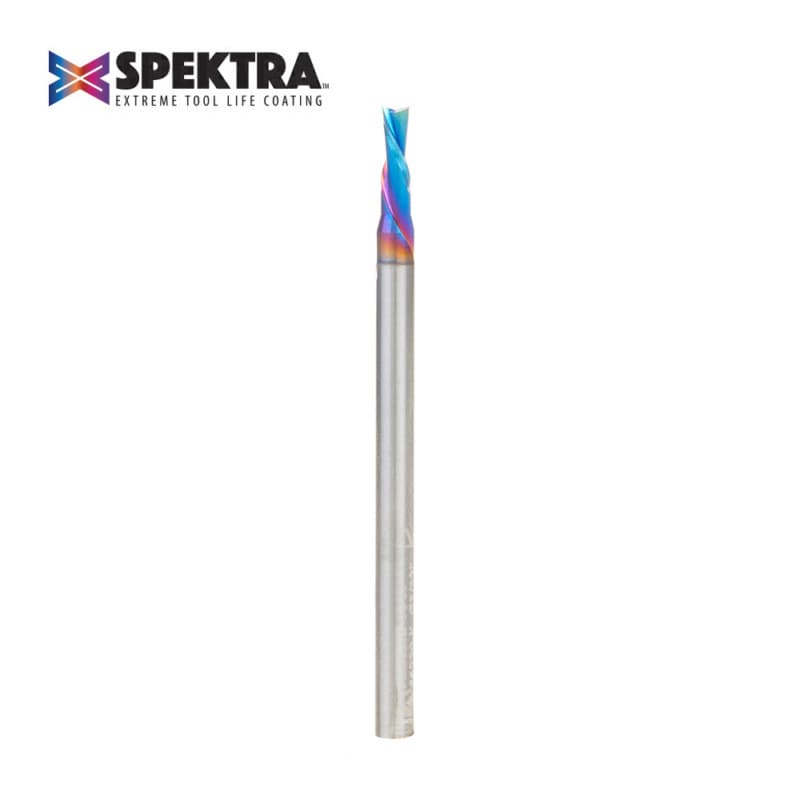 3/32" x 2" Down-Cut Spektra Extreme Tool Life Coated Spiral Plunge Bit, 2-Flute, 1/8" Shank