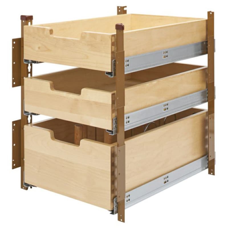 14-3/4" 3-Tier Pilaster Drawer System Set with BLUMOTION Soft-Closing, Wood