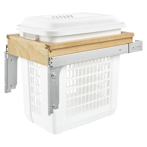 15" Wide Pull-Out Wood Hamper, White Finish