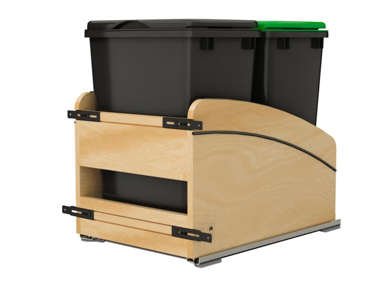 Double 35 Qt. Craftsman Collection Bottom Mount Pullout Waste Container, Black