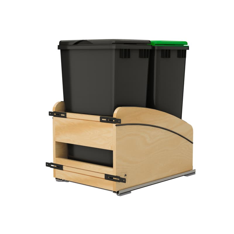 Double 50 Qt. Craftsman Collection Bottom Mount Pullout Waste Container, Black