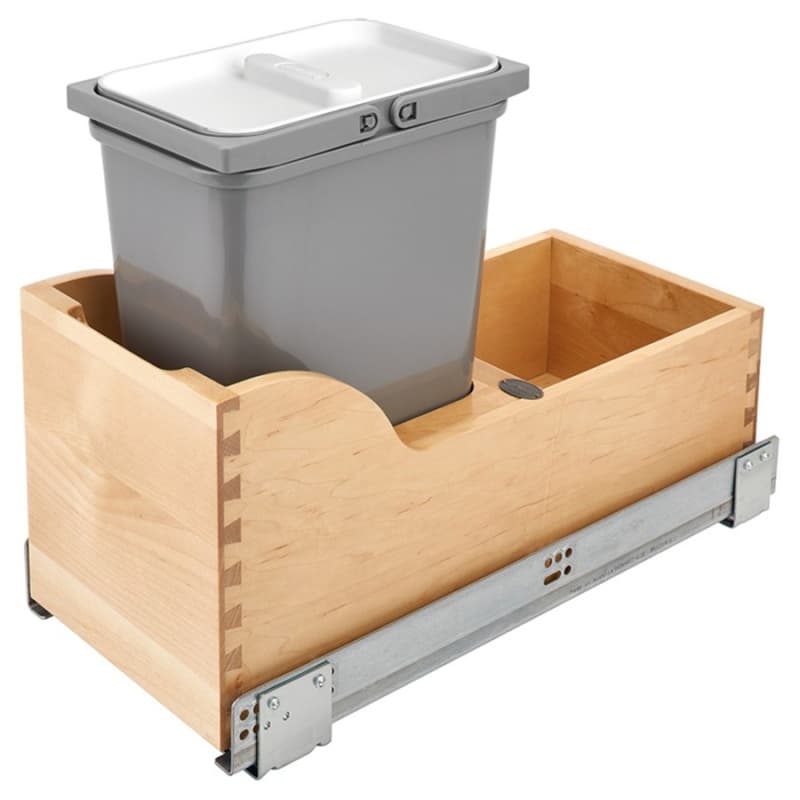 Single 8 QT Bottom-Mount Vanity Waste Container Pullout, BLUMOTION Soft-Closing, Natural