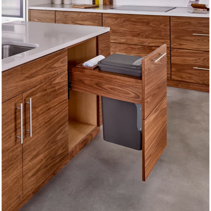 Single 50 QT Top-Mount Waste Container Pullout, Rev-A-Motion Soft-Closing, Orion Gray
