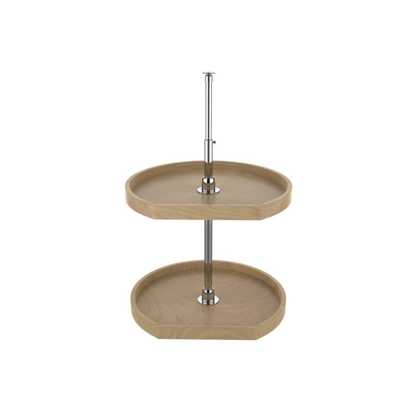 4WLS 31" D-Shape 2 Tray Wood Lazy Susan