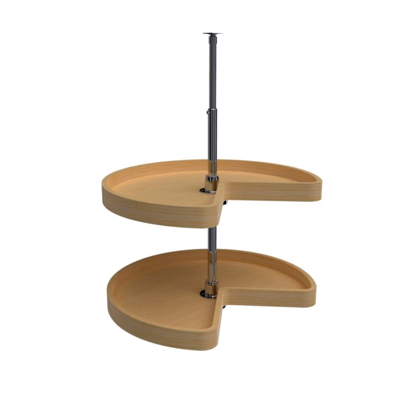 4WLS 24" Kidney 2 Tray Wood Lazy Susan