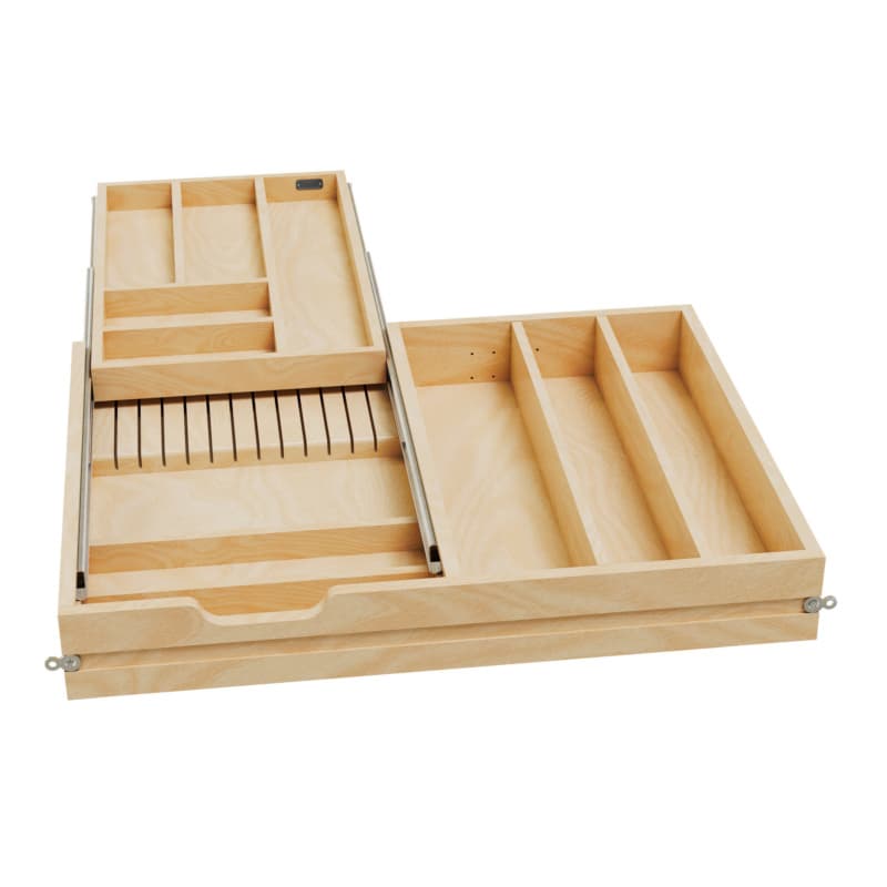 4WTCD 28" 11-Compartments/1 Knife Block Two Tiered Cutlery Drawer with Mounting Hardware, Semi-Gloss