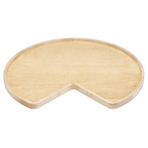 28" Kidney 1 Tray Wood Lazy Susan, 2-3/8" Height