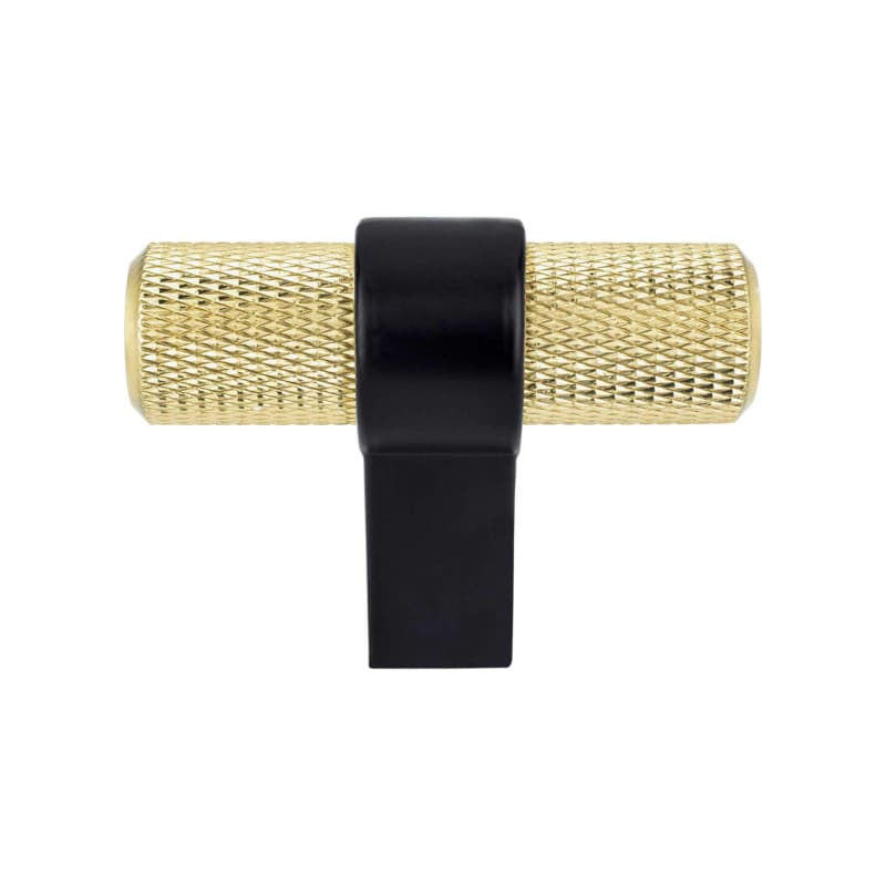 2" Radial Reign T-Handle Knob, Modern Brushed Gold/Matte Black, 23/32" Width
