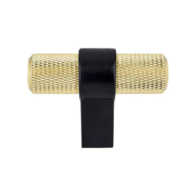 2" Radial Reign T-Handle Knob, Modern Brushed Gold/Matte Black, 23/32" Width