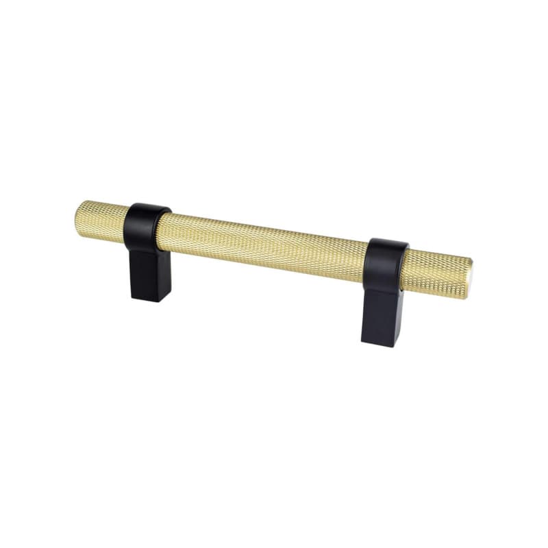 3-3/4" Radial Reign Posts Bar Pull, Modern Brushed Gold/Matte Black