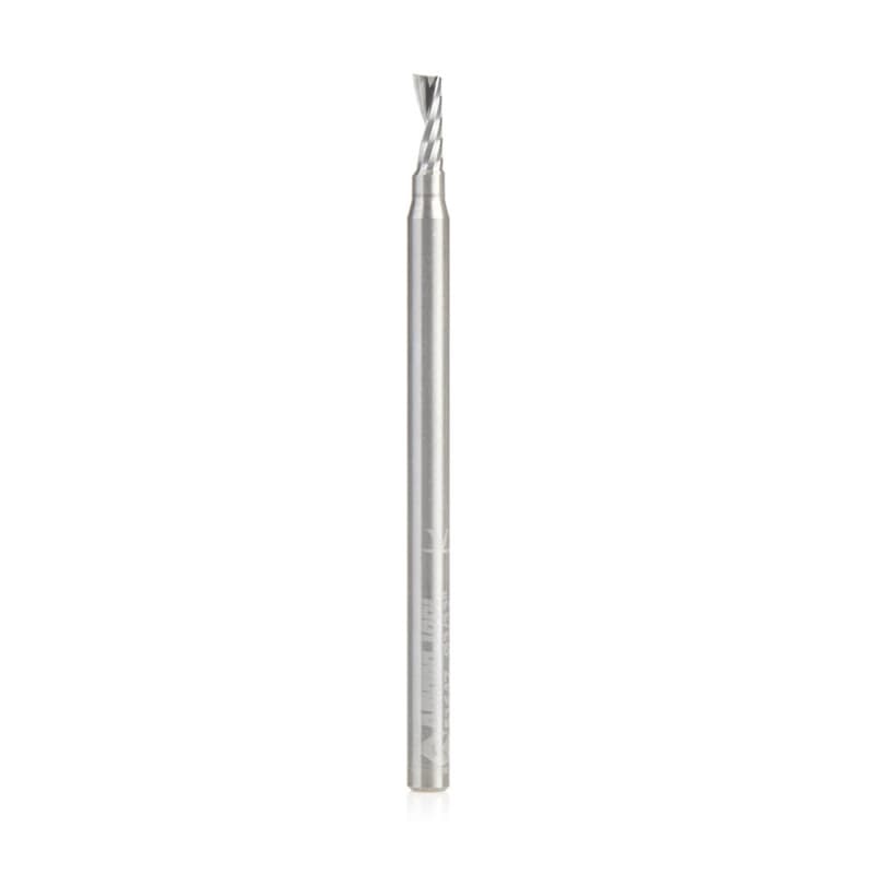 3/32" Dia x 1/4" Solid Carbide CNC Spiral 'O' Single Flute, Plastic Cutting, 1/8" Shank, Up-Cut Design Router Bit