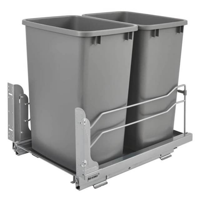 Rev-A-Shelf Corporation Bottom Mount Trash Pullout, 53WC Series, 35 Quart Double Bins, for 14-1/2" Openings