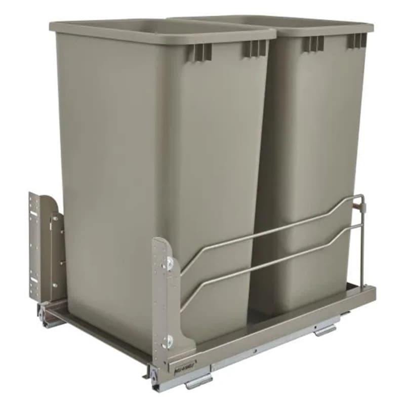 Double 50 QT Under-Mount Waste Container, Soft-Closing for 15-1/2" Cabinet Opening, Champagne