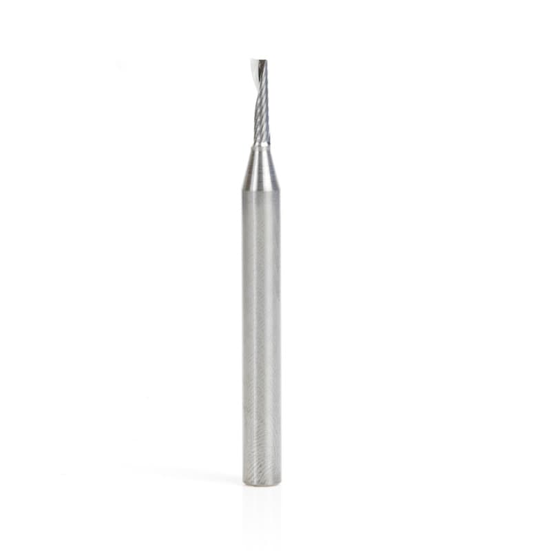 3mm Dia x 12mm Metric Solid Carbide CNC Spiral 'O' Single Flute, Plastic Cutting, 6mm Shank, 64mm Long Up-Cut Router Bit