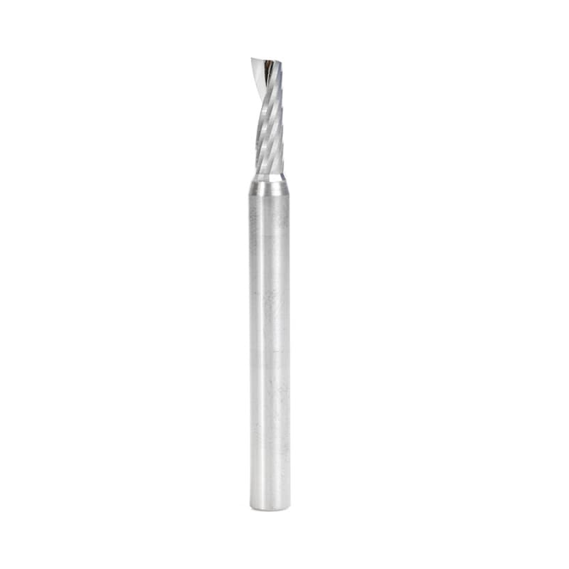5mm Dia x 16mm Metric Solid Carbide CNC Spiral 'O' Single Flute, Plastic Cutting, 6mm Shank, 64mm Long Up-Cut Router Bit